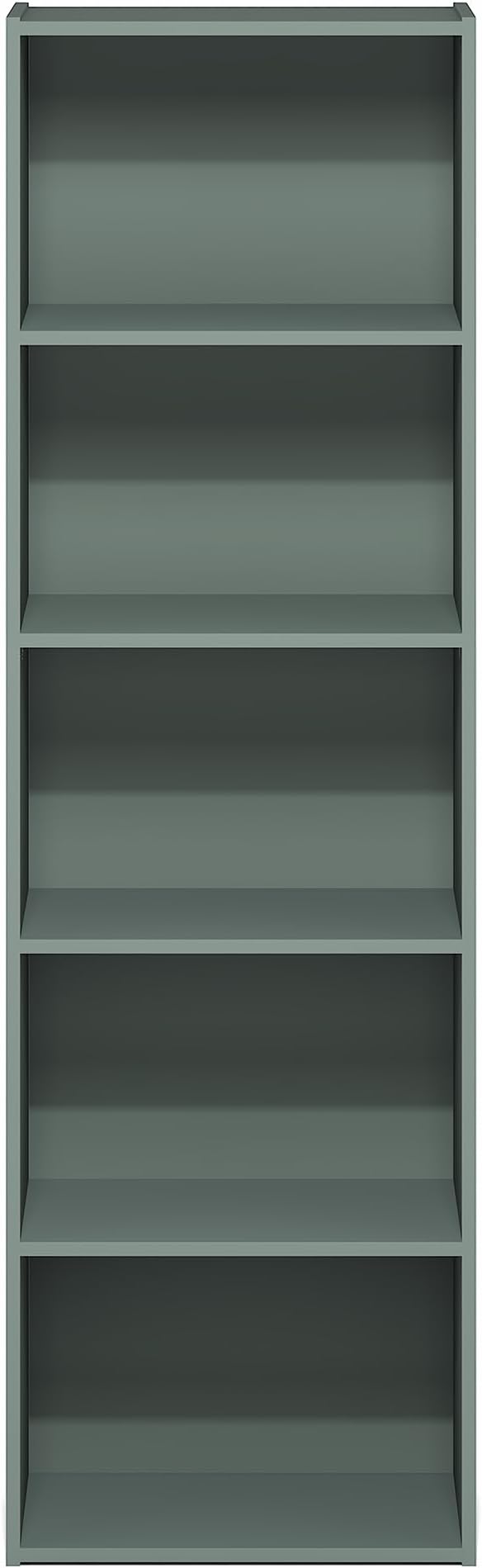 Furinno LUDER Book Shelf, 5-Tier Bookshelf, Bookcase with Open Shelves, 9.4 x 15.8 x 52, Easy Assembly, for Living Room, Bedr