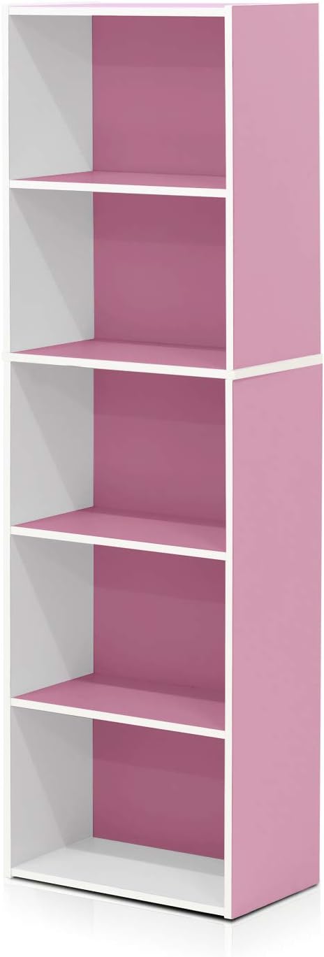 Furinno LUDER Book Shelf, 5-Tier Bookshelf, Bookcase with Open Shelves, 9.4 x 15.8 x 52, Easy Assembly, for Living Room, Bedr