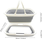 SAMMART SAMMART 9.2L (2.37Gallon) Collapsible Tub with Handle - Portable Outdoor Picnic Basket/Crater - Foldable Shopping Bag - Space Saving Storage Container (1, White/Grey)