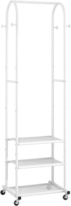 Kaitiemoo Heavy Duty Clothing Rack with Wheels,Modern Garment Rack with 3 Metal Shelves, 71.8Inches Display Rack for Hanging 