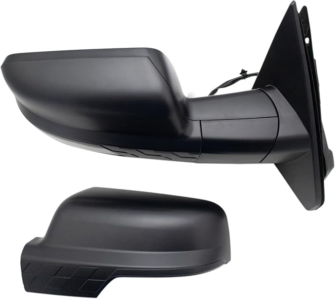TRQ Driver and Passenger Side Mirror Set Power Heated Folding Blind Spot Indicator Textured Black Compatible with 2019-2022 R