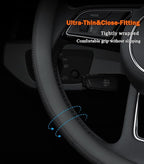 D-Shaped Steering Wheel Cover for Volkswagen VW Atlas Tiguan Jetta ID.4 Passat Taos Golf Beetle Polo GTI Touareg CC SEL SE R-line S Cross Sport Car Accessories, 14.5-15 inch Black