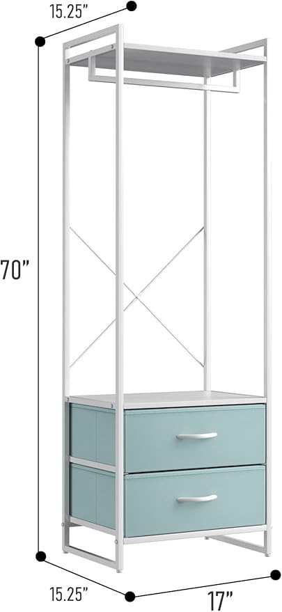 Sorbus Premium Cothing Rack with Drawers - Heavy Duty Wardrobe Closet with Metal Frame & Wooden Top - 70Inch Tall Garment Rac