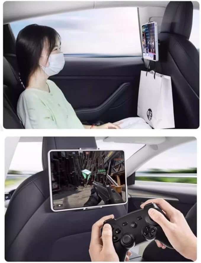 2 Pieces Headrest Tablet Holder for Tesla Model 3/Y Friendly Back Seat Tablet Mount, Road Trip Essentials for Kids Pro Air 6-13"，360° Adjustable Travel Rotation Stand Accessories (2 piece)