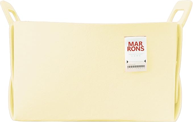 Collapsible Felt VANILLA Storage Bin Large 14.6"x9.4"x9.4" – Foldable Basket with Handles for Closet, Laundry Room Organizati