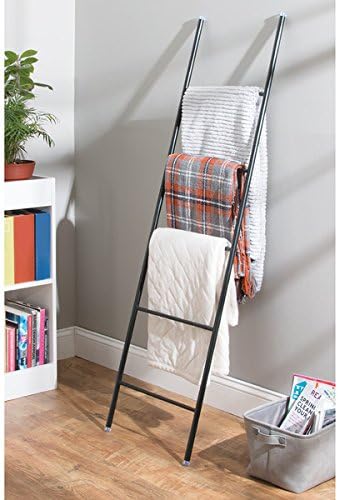 mDesign Metal Leaning Blanket and Towel Ladder - Display Rack for Bedroom and Bathroom - Throw/Quilt Holder - Nursery Wall Ra