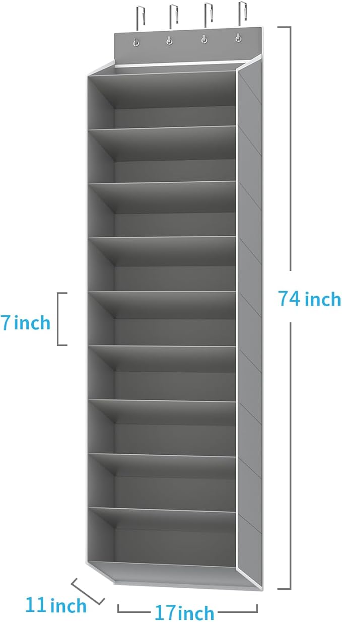 REGELETO 10 Tiers Large Size Over Door Shoe Organizer Storage, Hanging Shoe Rack for Door with Deep Pockets, Fit 20-30 Pairs 