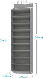REGELETO 10 Tiers Large Size Over Door Shoe Organizer Storage, Hanging Shoe Rack for Door with Deep Pockets, Fit 20-30 Pairs 