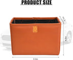 Car Trash Can, Leather Foldable Large Capacity Vehicle Hanging Garbage Bin Organizer, Waterproof Auto Interior Storage Bag Container Accessories, Universal for SUV Sedan Truck (Orange)