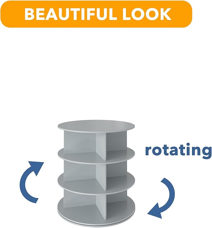 SpaceAid 3 Tier Rotating Shoe Rack Tower, Spinning Shoe Display Lazy Susan, Revolving 360 Shoe Rack Storage Round Carousel, V