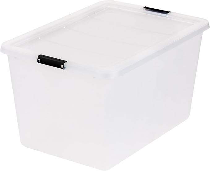 IRIS USA 4-Pack High-Capacity Clip Box with Latching Lids, 55 Quart Storage Bins, Supply Containers for Home, Office & Classr