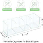 elysolpluv Clear Acrylic 4-Compartment Organizer Box, Large (8.7" × 3.0" × 3.7") – Handcrafted, Eco-Friendly, Minimal Packagi