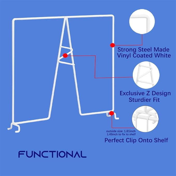 Wire Shelf Dividers - White Closet Organization & Storage Organizer - No Tool Shelf Divider for Wire Shelves - Metal Shelf Ac