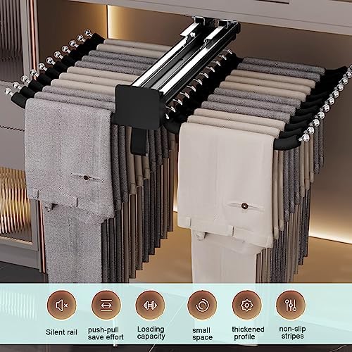 Pull-Out Clothes Rail,Extendable Pull Out Storage Closet Rod, Bearing 40kg Pull-Out Clothes Rail, Aluminum Alloy Retractable 