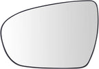 TRQ Driver Side Power Heated Mirror Glass with Backing Plate Compatible with 2011-2016 Kia Optima, Hybrid, Snap On, KI1324114