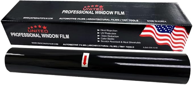 United Professional 1Ply Window Tint Film - 20"x100', 42% VLT, 3 Rolls, Upgraded Dyed PET Film, 1 mil Thickness, 99% UV Block, Deep Shade Privacy Window Tint for Car, Truck, Home– Heat & Glare Control