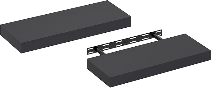 Furinno Tanna Floating Shelves for Wall Set of 2, 9 x 24 Wall Shelf, Wall Mounted Floating Shelf with Invisible Bracket, 2-in