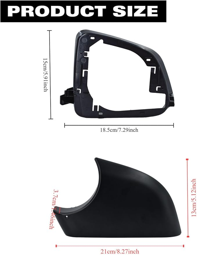 Fits For Tesla Model Y Left driver Side Wing Mirror Cover and Mirror Frame Set Rearview Lower Holder Tray Cap Housing 2021-2024(left side black)