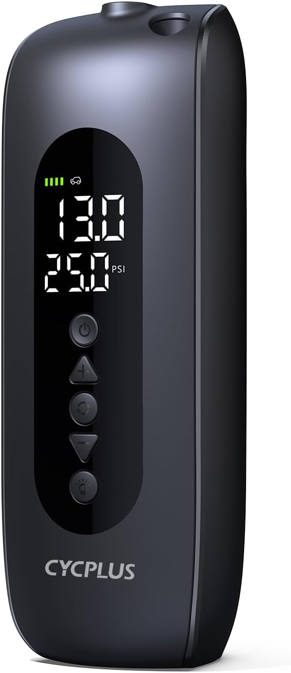 CYCPLUS Tire Inflator Portable Air Compressor, Cordless 150PSI Portable Air Pump with Accurate Pressure Dual LED Display, 2X Fast Inflation for Cars, Bikes,Motorcycle Tires, Balls, Dual-Use Type AL2