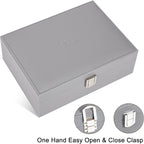 Voova Jewelry Box Organizer for Women Girls,2 Layer Large Men Jewelry Storage Case, PU Leather Display Jewellery Holder with 