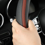 Car Steering Wheel Cover, Leather Steering Wheel Cover Brown Universal 14.5-15 Inch Microfiber Leather Anti-Slip Breathable A