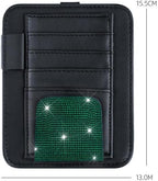 Bling Car Sun Visor Organizer, Rhinestone Multi-Pocket Truck Visor Organizer Pouch with Visor Pen Holder,Glasses Holder,Universal Sunvisor Organizers for Most Cars SUVs -Green