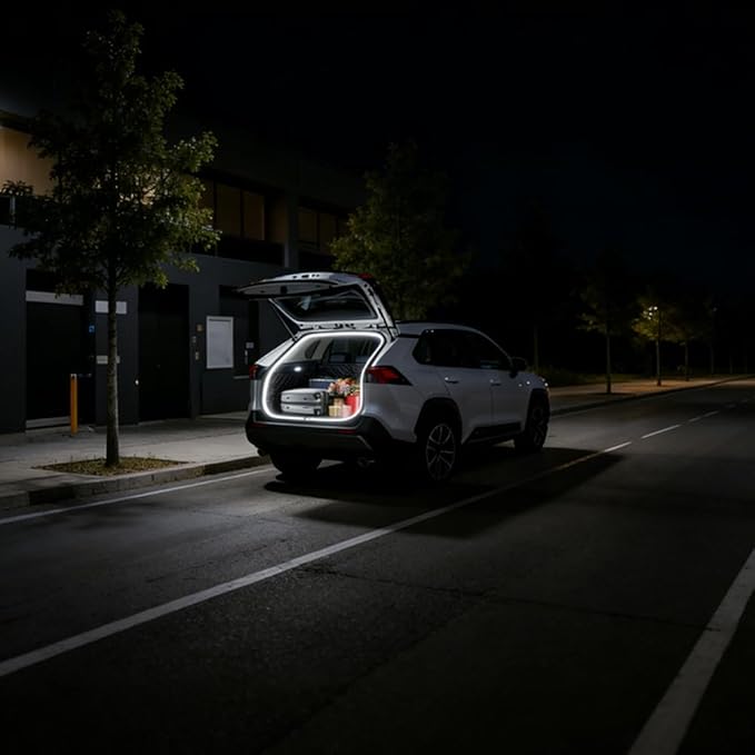 Trunk LED Light Strip, Compatible with 2013-2021 Toyota RAV4, Flexible Waterproof Silicone Embedded Cuttable Trunk Light Strip, Cool White