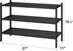kiplant 3-Tier Black Bamboo Shoe Rack for Entryway, Stackable | Foldable | Natural, Shoe Organizer for Hallway Closet, Free S