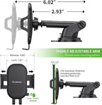 Esoulk One Touch Car Phone Mount - Dashboard & Windshield Cell Phone Holder, Strong Suction Cup Auto Stand with Adjustable Telescopic Arm, 360° Rotation for iPhone, Samsung & All Smartphones