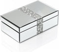 QMDECOR Luxury Middle Silver Bling Crushed Diamond Glass Mirrored Jewelry Box Women Jewelry Organizer Storage Box For Gift