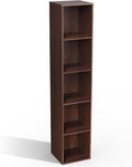 5 Cube Storage Organizer, Narrow Open Shelf Bookcase, Freestanding 5 Tier Low Display Bookshelf for Home Office, Living Room,