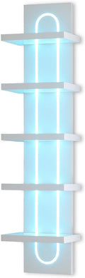 5 Tier Wall Shelf Unit with Light-Small Floating Shelves for Home Decor, Modern Unique Asymmetric Design for Bedroom & Living
