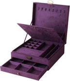 Women Jewelry Box Lockable 3 Layers Large Jewelry Organizer Storage Case for Earrings Necklaces Rings Bracelets,Green Display