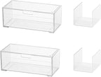 MORNITE Medicine Cabinet Drawer Organizer Set, 2-Tier Stackable Storage Drawers for Small Bathroom Mirror Toilet Wall Garage 