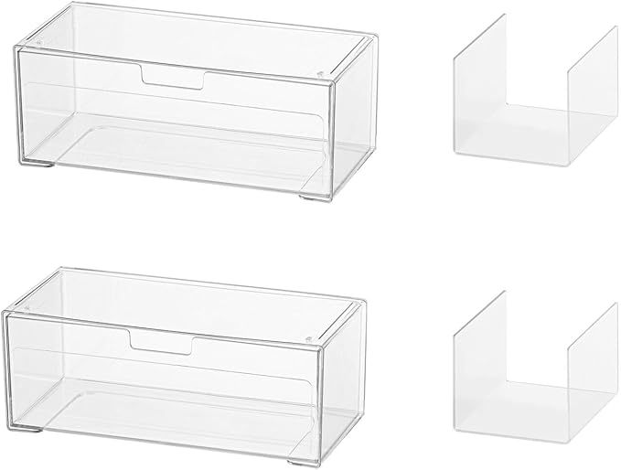 MORNITE Medicine Cabinet Drawer Organizer Set, 2-Tier Stackable Storage Drawers for Small Bathroom Mirror Toilet Wall Garage 