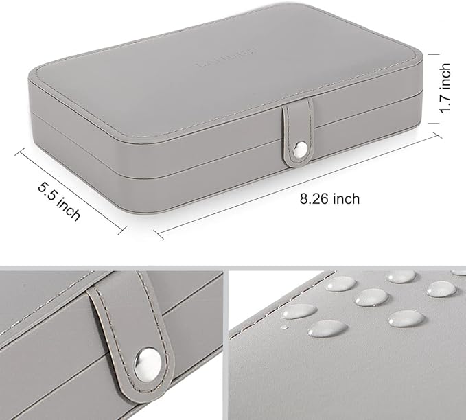 LANDICI Small Jewelry Box for Women Girls, PU Leather Travel Jewelry Case, Portable Jewelry Organizer Storage Holder Display 