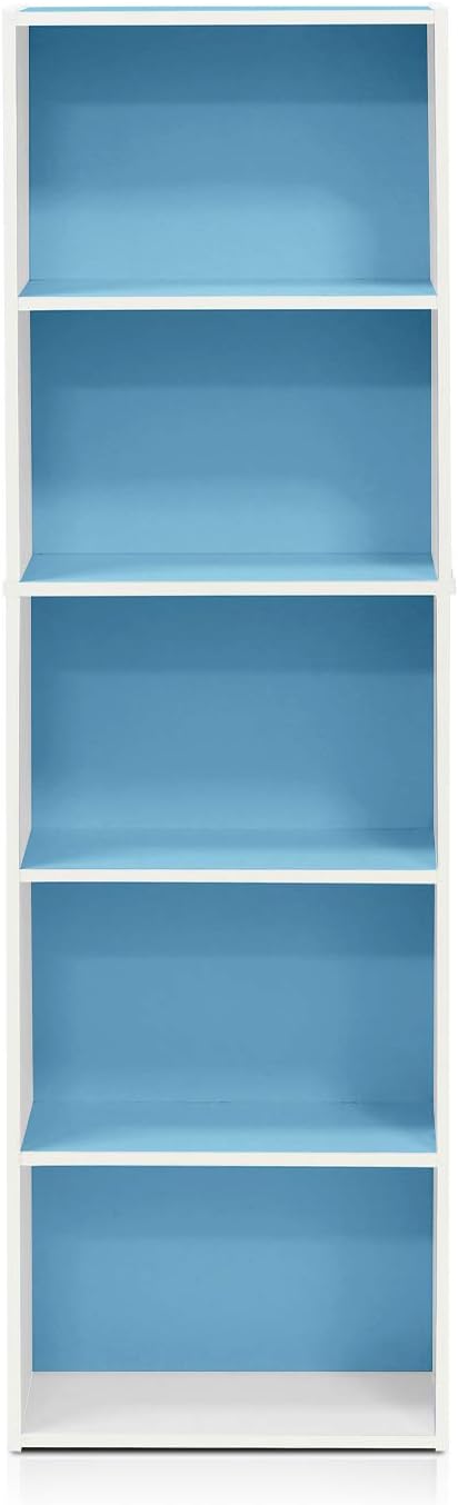 Furinno LUDER Book Shelf, 5-Tier Bookshelf, Bookcase with Open Shelves, 9.4 x 15.8 x 52, Easy Assembly, for Living Room, Bedr