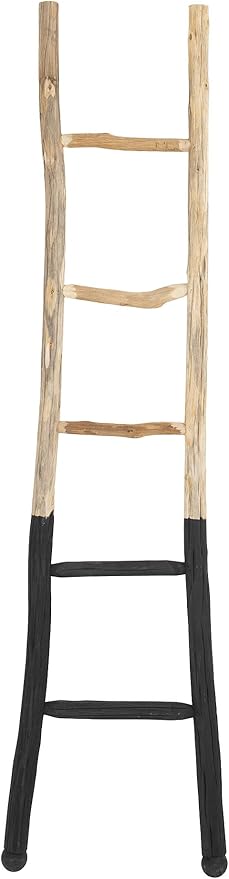 Creative Co-Op Rustic Solid Fir Wood Decorative Blanket Ladder, Natural and Dipped Black