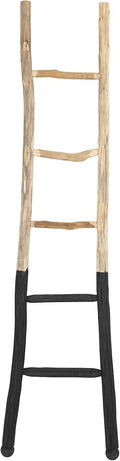 Creative Co-Op Rustic Solid Fir Wood Decorative Blanket Ladder, Natural and Dipped Black