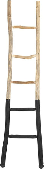 Creative Co-Op Rustic Solid Fir Wood Decorative Blanket Ladder, Natural and Dipped Black