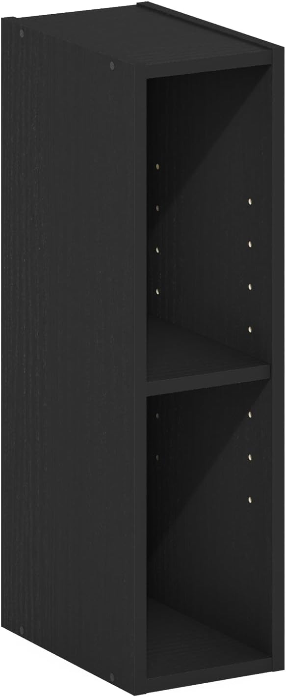 Furinno Fulda Book Shelf, 2-Tier Narrow Bookshelf, Bookcase with 6-in Width Storage Shelf, 9.3 x 5.9 x 21.2, for Living Room,