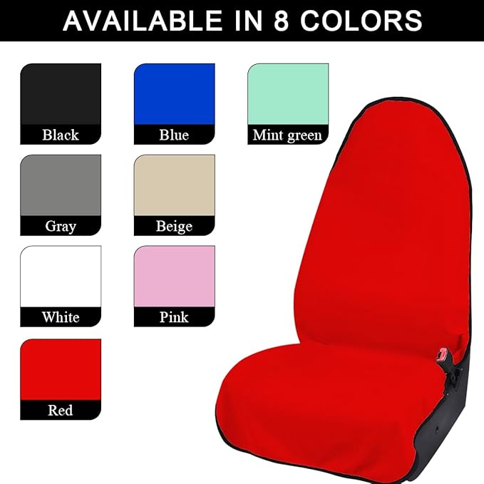 2PCS Car Towel Seat Cover, Waterproof Sweating Non-Slip Premium Soft Towel Carseat Protector, Universal Machine Washable Car 