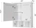 TaoHFE White Bathroom Wall Cabinet with 2 Door Adjustable Shelves,Over The Toilet Storage White Wall Mounted Medicine Cabinet
