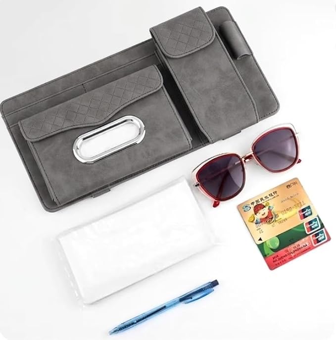 Multifunctional Car Visor Organizer (Suede leather - Gray)