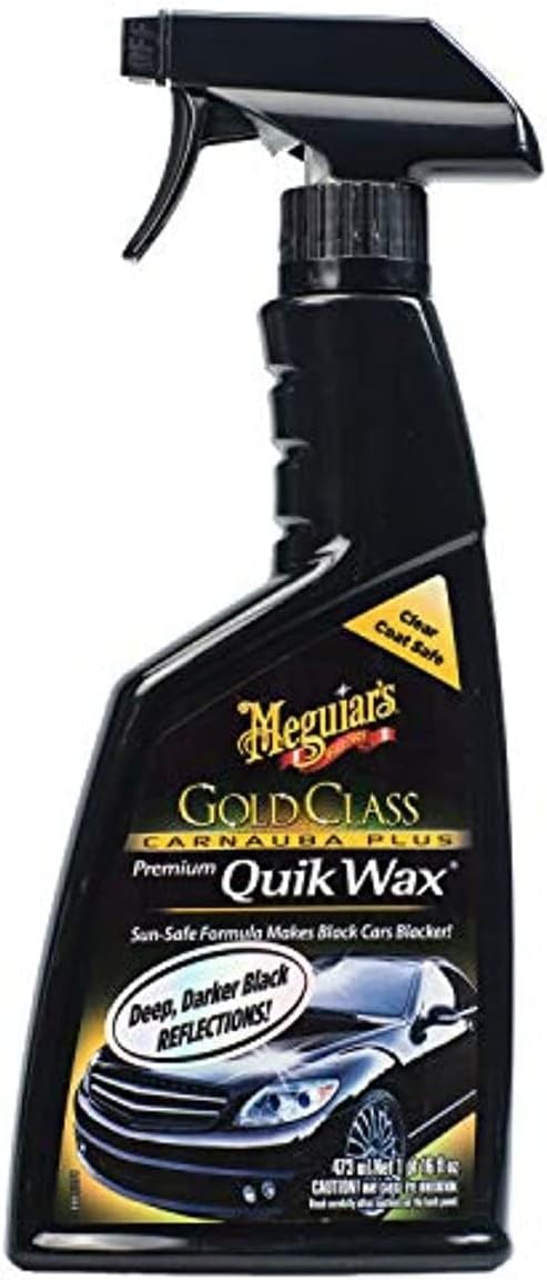 Meguiar's G7716 Gold Class Carnauba Quik Wax, Special Blend for Richness and Shine, Clear Coat Safe Meguiar's Quik Wax, Spray That Leaves Lasting Results Without Residue, 16 Oz