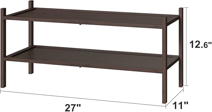 kiplant Bamboo Shoe Rack for Entryway, 2-Tier Stackable | Foldable | Natural, Shoe Organizer for Hallway Closet, Free Standin