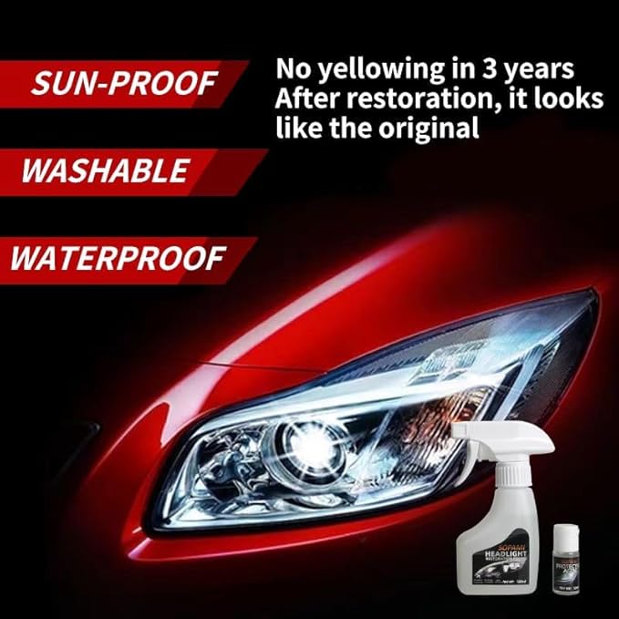SOPAMI Car Headlight Restoration Kit Headlight Cleaner Restores Clear Yellowed Car Plastic and Protects from Re-Oxidation Inc