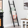 Blanket Ladder for The Living Room and Bedroom, 5ft 8 inch, 6-Tier Wall Leaning Laminate Snag Free Material (Black) Rustic De