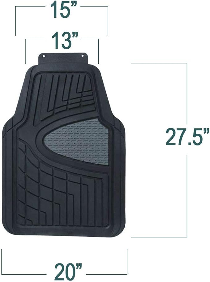 FH Group Premium Liners Tall Channel Trimmable All Weather Rubber Full Set Car Floor Mats (Black) w. Trimmable All-Season Cargo Liner (Black) - Universal Fit for Cars Trucks and SUVs