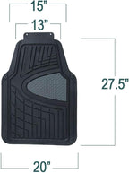 FH Group Premium Liners Tall Channel Trimmable All Weather Rubber Full Set Car Floor Mats (Beige) w. Trimmable All-Season Cargo Liner (Black) - Universal Fit for Cars Trucks and SUVs